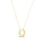 14K Yellow Gold Block Letter Initial O Necklace