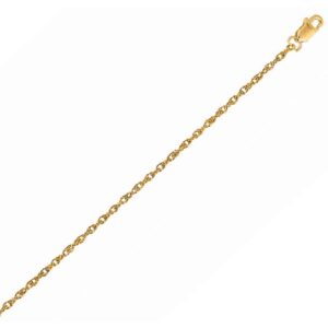 14k Yellow Gold 1.1 mm Rope Chain Necklace 18 Inch