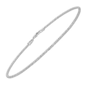 14K White Gold Diamond Cut Sparkle Spring Bracelet 1.7mm