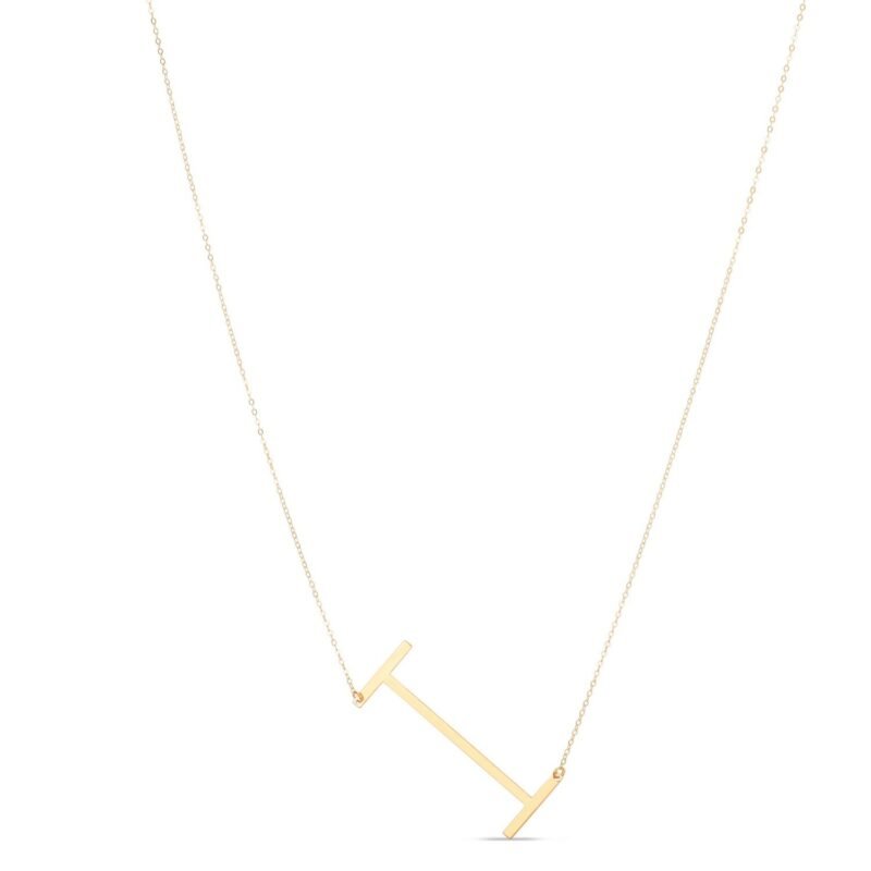 14K Yellow Gold Large Initial I Necklace