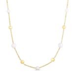 14K Yellow Gold Freshwater Pearl Tin Cup Necklace