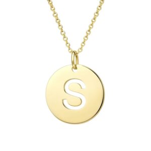 14K Yellow Gold Disc Initial S Pendant Necklace