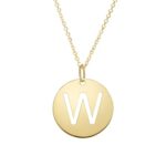14K Yellow Gold Disc Initial W Pendant Necklace