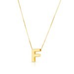 14K Yellow Gold Block Letter Initial F Necklace