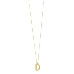 14K Yellow Gold Bubble Initial D Pendant Necklace