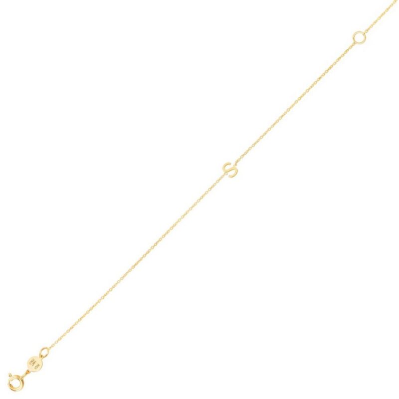 14K Yellow Gold Mini Initial S Bracelet