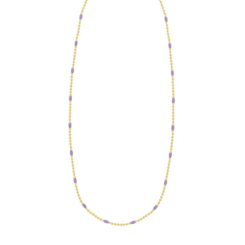 14K Gold-Plated Silver Purple Enamel Beaded Necklace