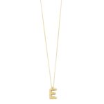 Real 14K Yellow Gold Bubble Initial E Pendant Necklace