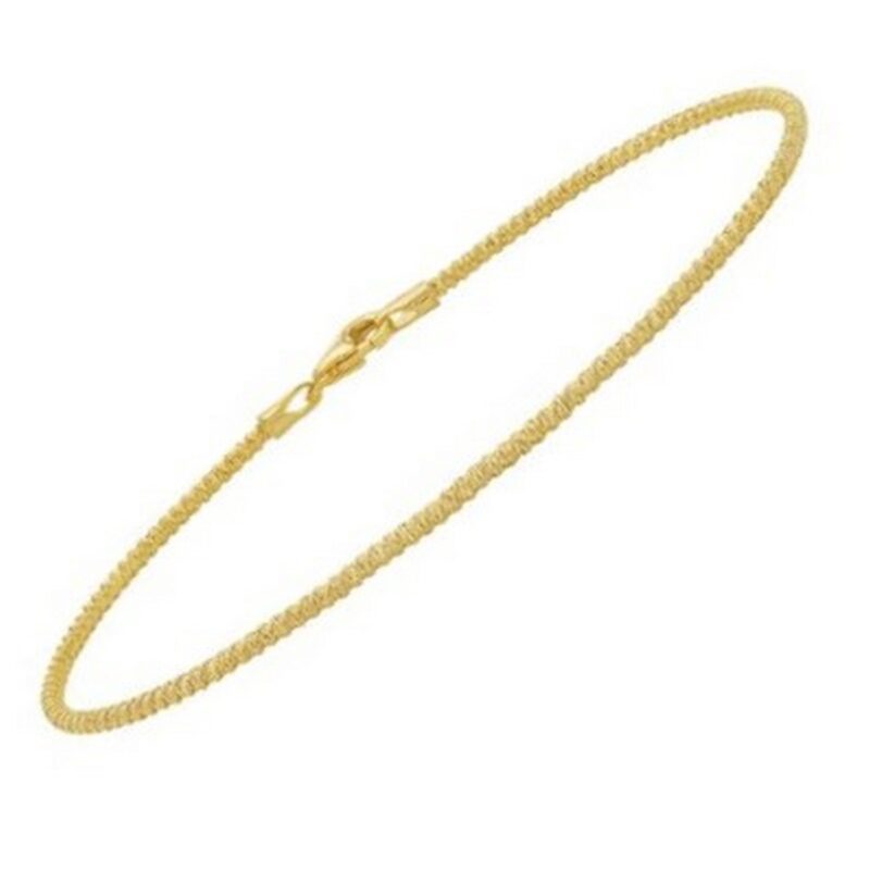 14K Yellow Gold 1.7mm Diamond Cut Sparkle Spring Bracelet