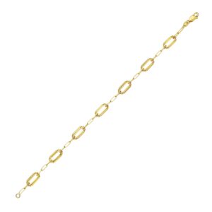 Real 14K Yellow Gold Pallina Paperclip Link Bracelet