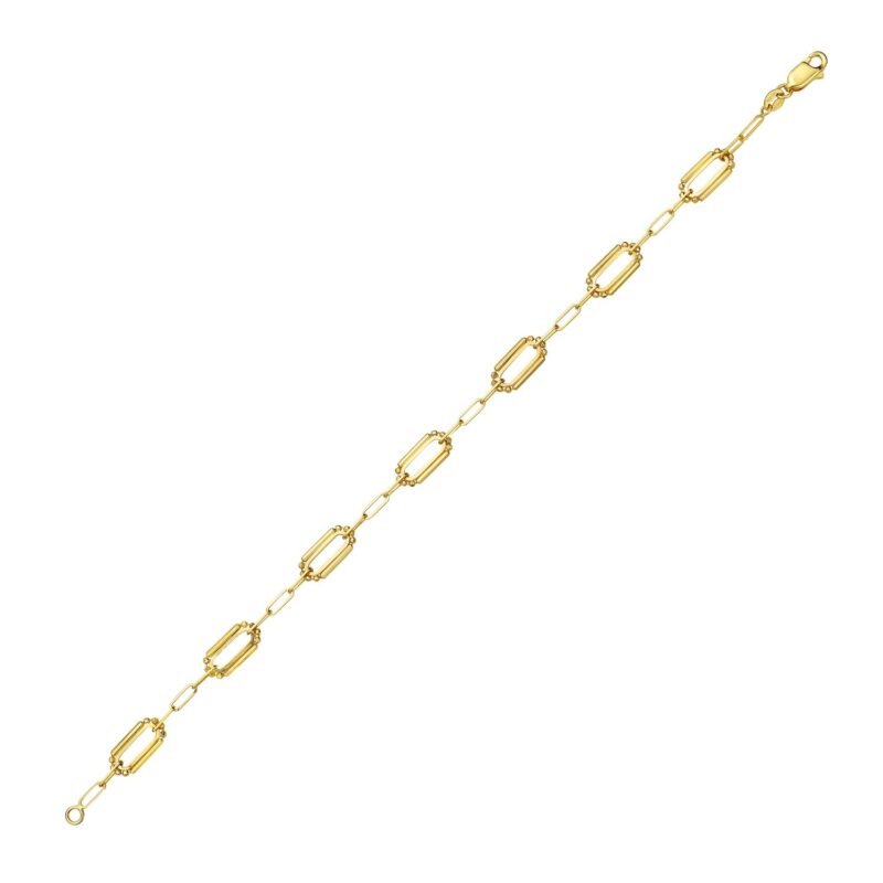 Real 14K Yellow Gold Pallina Paperclip Link Bracelet