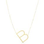 14K Yellow Gold Large Initial B Necklace