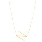 14K Yellow Gold Large Initial N Necklace