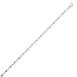 Sterling Silver Moon Cut Oval 3mm Bead Chain Necklace