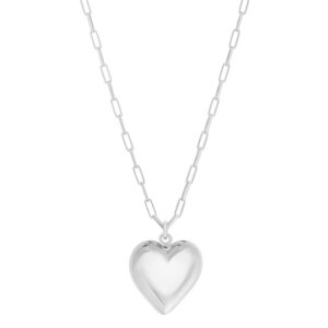 Sterling Silver Puffed Heart Pendant Necklace
