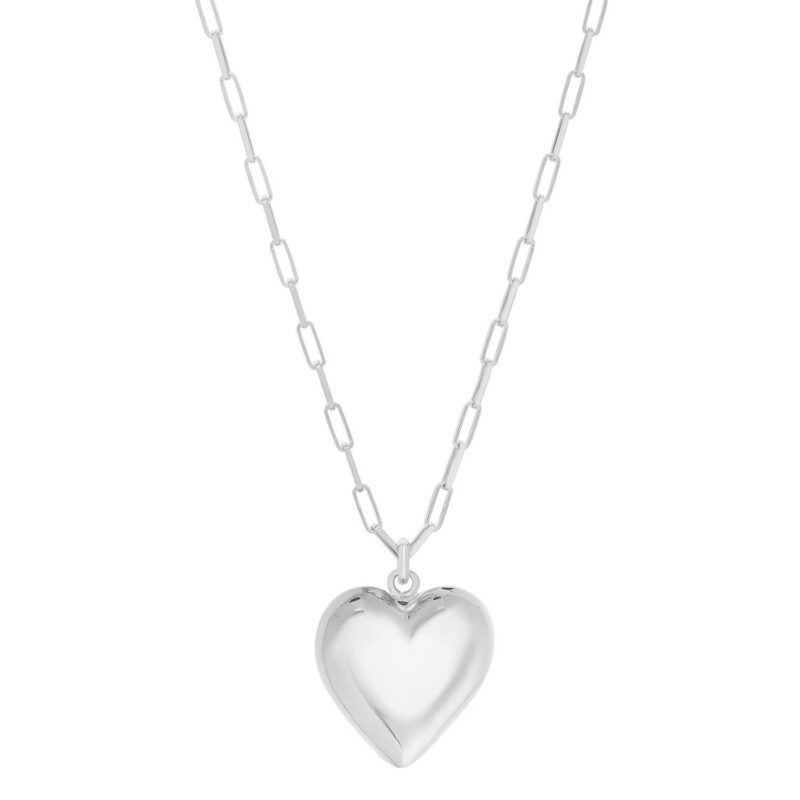 Sterling Silver Puffed Heart Pendant Necklace