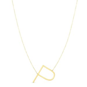 14K Yellow Gold Large Initial P Necklace