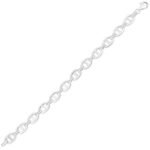 Sterling Silver Puffed Mariner Chain Bracelet 9mm