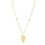 Elongated Heart and Bead Station Necklace 14K Yellow Gold