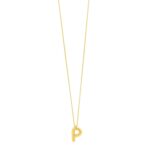 14K Yellow Gold Bubble Initial P Pendant Necklace