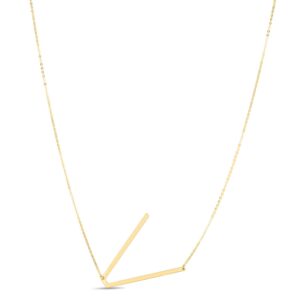 14K Yellow Gold Large Initial V Necklace
