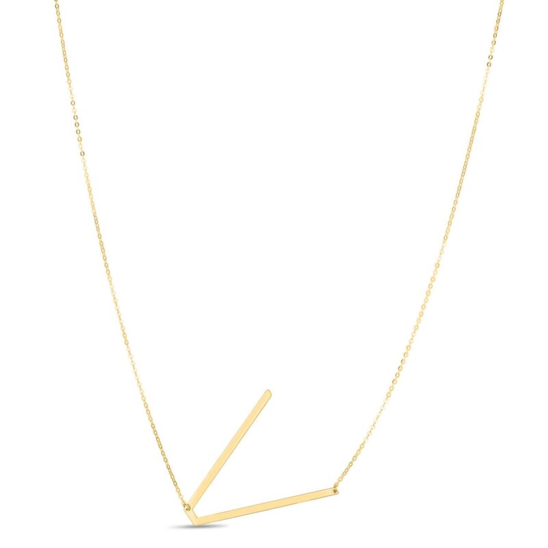 14K Yellow Gold Large Initial V Necklace