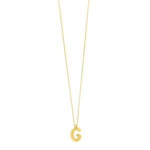 14K Yellow Gold Bubble Initial G Pendant Necklace
