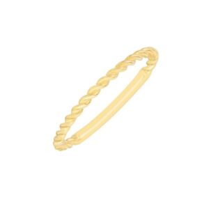 14K Yellow Gold Thin Twisted Stackable Ring 1mm
