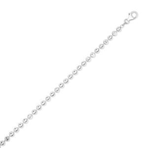 Sterling Silver Moon Cut Bead Chain Necklace 4mm