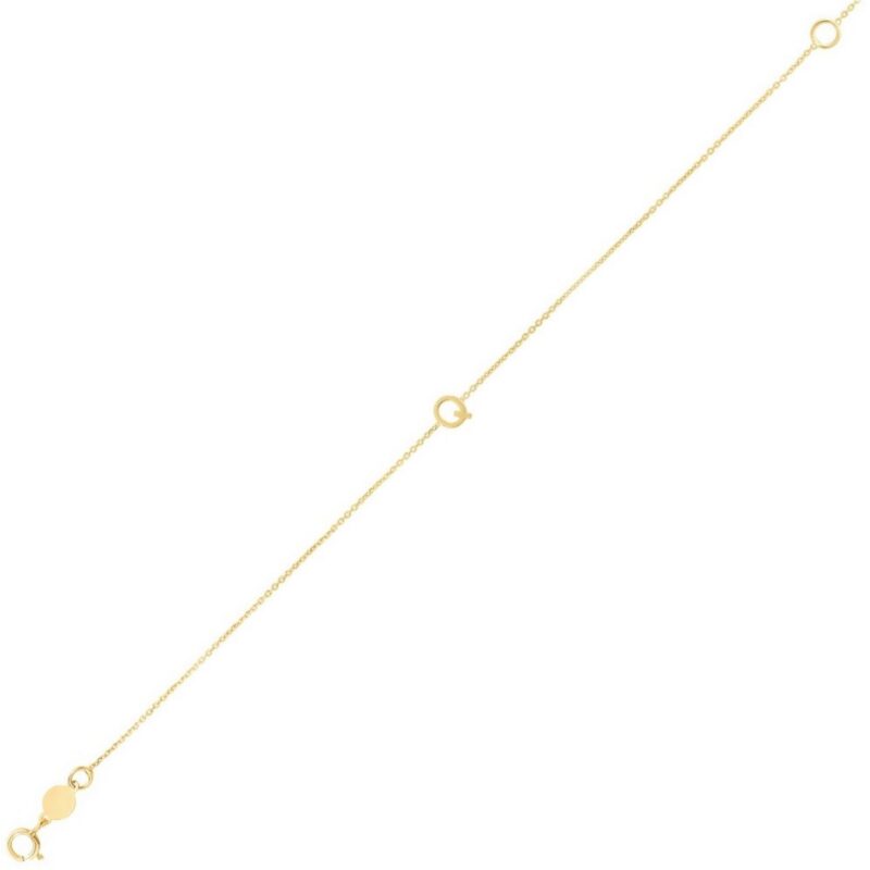 14K Yellow Gold Mini Initial Q Bracelet