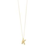 Bubble Initial K Pendant Necklace 14K Yellow Gold