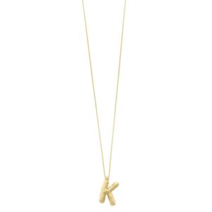 Bubble Initial K Pendant Necklace 14K Yellow Gold