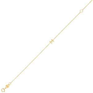 14K Yellow Gold Mini Initial M Bracelet