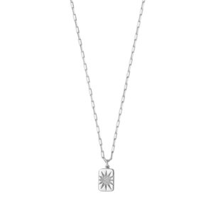 Sterling Silver Cubic Zirconia Starburst Locket Necklace