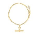 Sterling Silver 14K Yellow Gold Plated Toggle Link Bracelet