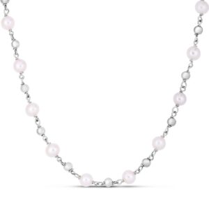 Sterling Silver Freshwater Pearl and Beaded Necklace
