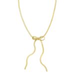 Sterling Silver 14K Gold-Plated Snake Chain Bow Necklace