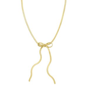 Sterling Silver 14K Gold-Plated Snake Chain Bow Necklace