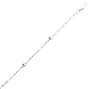 925 Sterling Silver Beaded Station Anklet For Women