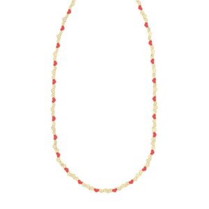 Sterling Silver 14K Gold Plated Red Enamel Hearts Necklace