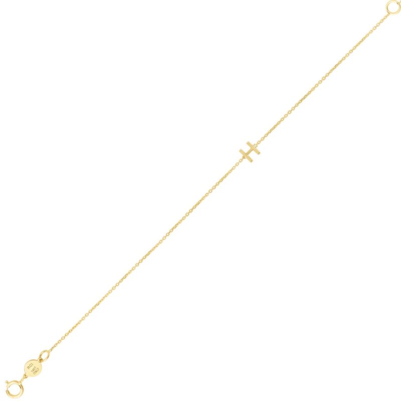 Real 14K Yellow Gold Mini Initial H Bracelet