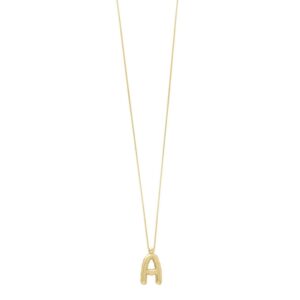 14K Yellow Gold Bubble Initial A Pendant Necklace