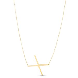 14K Yellow Gold Large Initial X Necklace