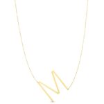 14K Yellow Gold Large Initial M Necklace
