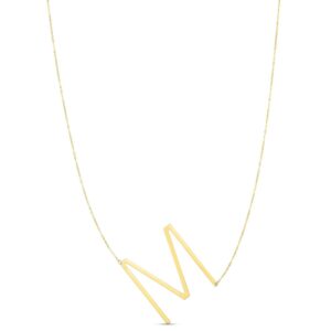 14K Yellow Gold Large Initial M Necklace
