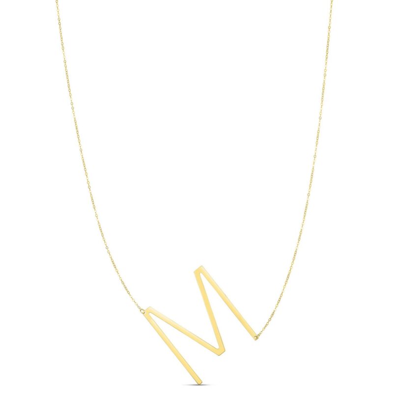 14K Yellow Gold Large Initial M Necklace
