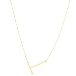 14K Yellow Gold Large Initial T Necklace