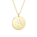 14K Yellow Gold Disc Initial A Pendant Necklace