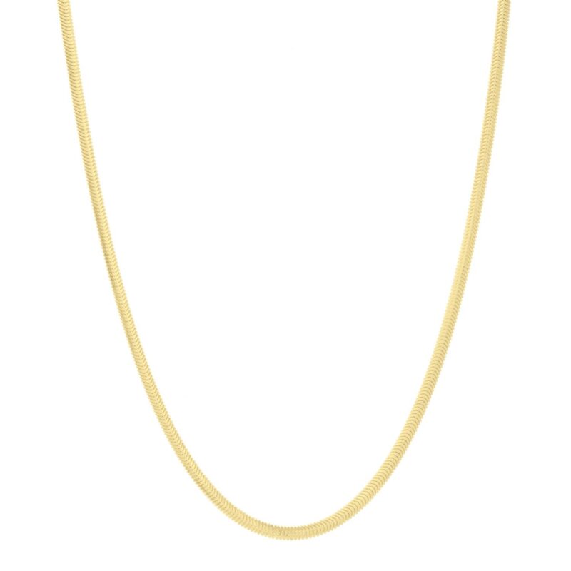 Yellow Gold Plated Sterling Silver 2.5 mm Oval Snake Chain Necklace