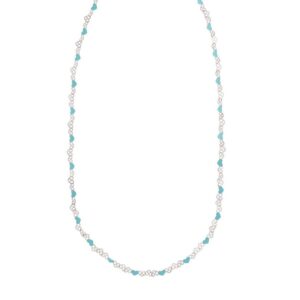 925 Sterling Silver Blue Enamel Hearts Necklace